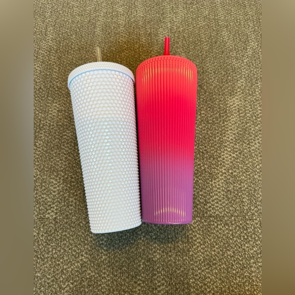 Starbucks Pink Sunset Ombré Tumbler And White Studded Tumbler Lot Of Two - Picture 10 of 11